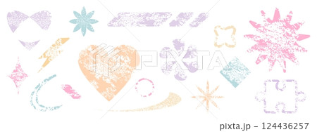 Grunge textured stamps set in pastel colors 124436257