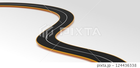 3D road highway curve with black asphalt surface 3D road highway curve with black asphalt surface 124436338