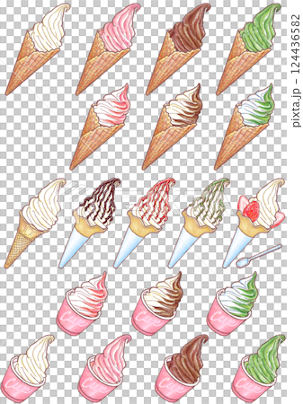 ソフトクリーム色々_一覧_縦長 124436582