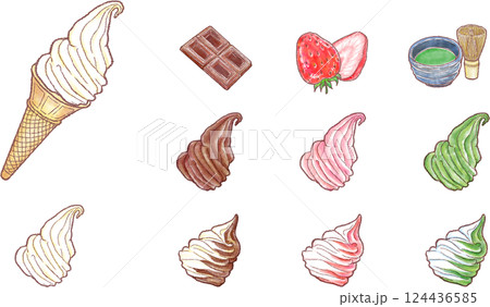 ソフトクリームのメニュー_種類パターン ソフトクリームのメニュー_種類パターン 124436585