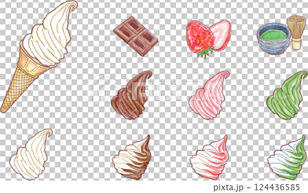 ソフトクリームのメニュー_種類パターン ソフトクリームのメニュー_種類パターン 124436585