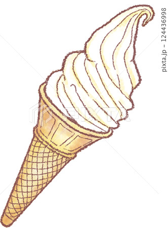 ソフトクリーム_コーン_バニラ_ミルク味 124436998