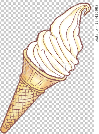 ソフトクリーム_コーン_バニラ_ミルク味 124436998