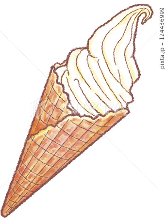 ソフトクリーム_ワッフルコーン_バニラ ソフトクリーム_ワッフルコーン_バニラ 124436999