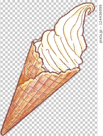 Soft serve ice cream_waffle cone_vanilla 124436999