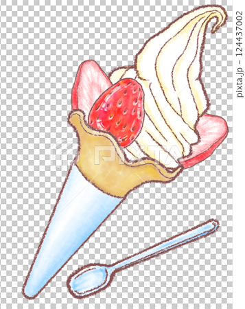 ソフトクリーム_バニラ_苺トッピング_フラワーコーン 124437002