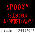 Blood font. Halloween bloody letters illustration. Vector alphabet with numbers and glyphs. 124437047
