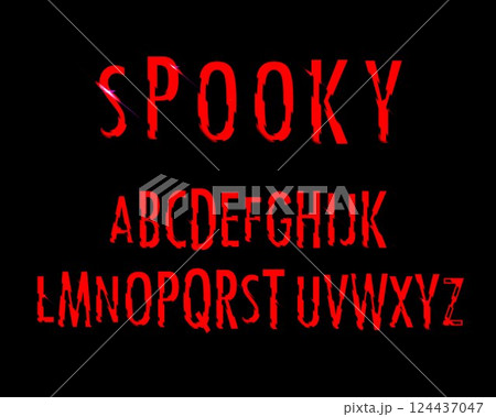 Blood font. Halloween bloody letters illustration. Vector alphabet with numbers and glyphs. Blood font. Halloween bloody letters illustration. Vector alphabet with numbers and glyphs. 124437047