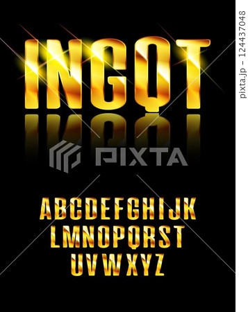 The Golden alphabet. Beautiful golden font. Vector illustration The Golden alphabet. Beautiful golden font. Vector illustration 124437048