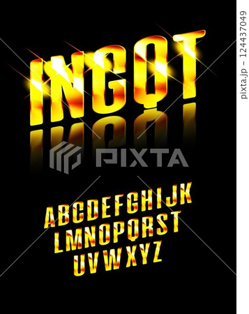 The Golden alphabet. Beautiful golden font. Vector illustration The Golden alphabet. Beautiful golden font. Vector illustration 124437049