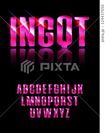 Vector chic banner Super Fast. Elegant Pink and Gold Font. Creative Alphabet Letters and Numbers Vector chic banner Super Fast. Elegant Pink and Gold Font. Creative Alphabet Letters and Numbers 124437050