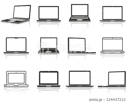 Simple laptop icons set. Computer notebook vector icons. Simple laptop icons set. Computer notebook vector icons. 124437212