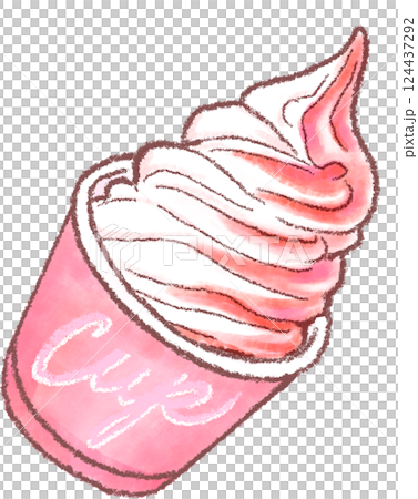 ソフトクリーム_カップ_いちごミックス 124437292