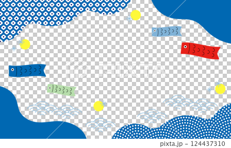 兒童節框架。男孩節的裝飾品。鯉魚飄帶背景。 124437310