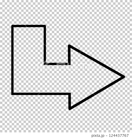 曲がった矢印のピクトグラム（線画） 124437767