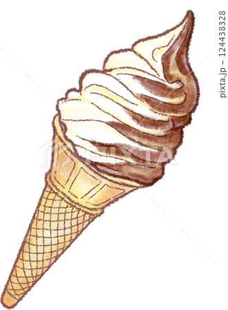 ソフトクリーム_コーン_チョコミックス 124438328