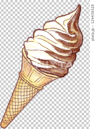 ソフトクリーム_コーン_チョコミックス 124438328