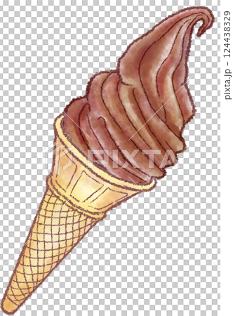 Soft serve ice cream_Cone_Chocolate soft serve ice cream 124438329