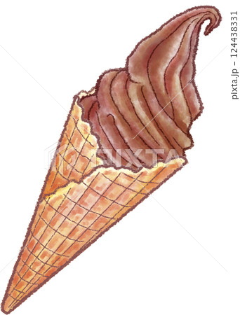 ソフトクリーム_ワッフルコーン_チョコ 124438331