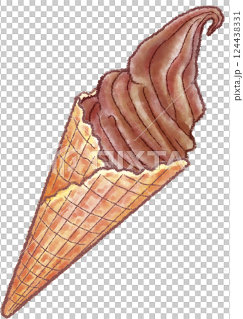 ソフトクリーム_ワッフルコーン_チョコ 124438331