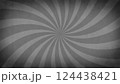 ビンテージ風モノクロなサンバースト背景（ウェーブ・集中線） 124438421