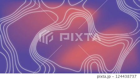 Image of white shapes moving on pink and blue background 124438737