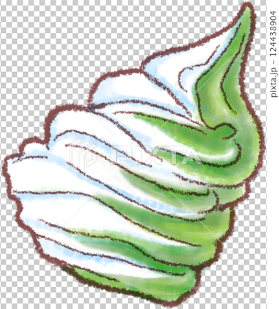 軟冰淇淋_混合_抹茶口味_抹茶奶油 124438904