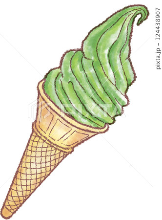 ソフトクリーム_コーン_抹茶_抹茶クリーム ソフトクリーム_コーン_抹茶_抹茶クリーム 124438907