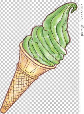 軟冰淇淋_甜筒_抹茶_抹茶奶油 124438907