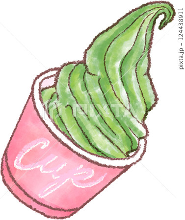 ソフトクリーム_カップ_抹茶味_抹茶クリーム 124438911