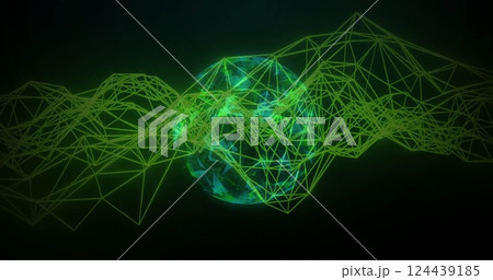 Image of data processing and network of connections over globe 124439185