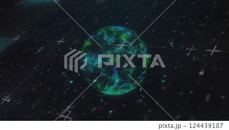 Image of data processing and network of connections over globe 124439187