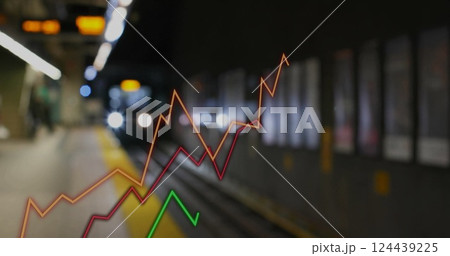 Image of digital data processing over train platform Image of digital data processing over train platform 124439225