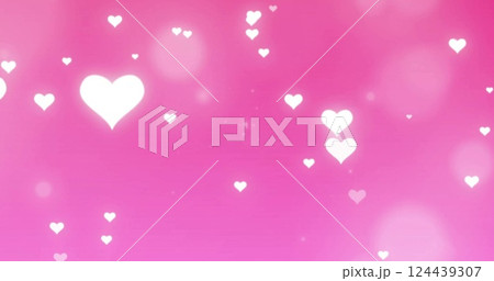 Image of hearts and light spots on pink background 124439307