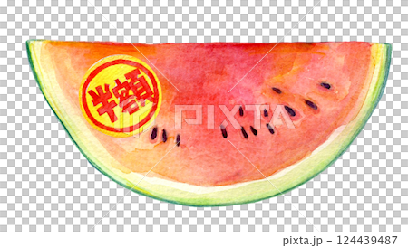 水彩插畫：貼有半價標籤的西瓜 124439487