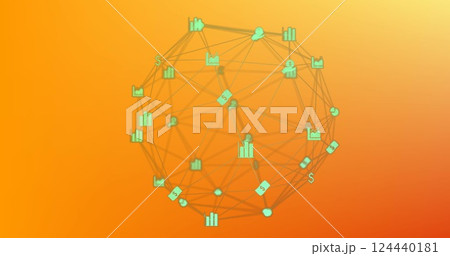 Image of globe of network of connections with digital icons 124440181