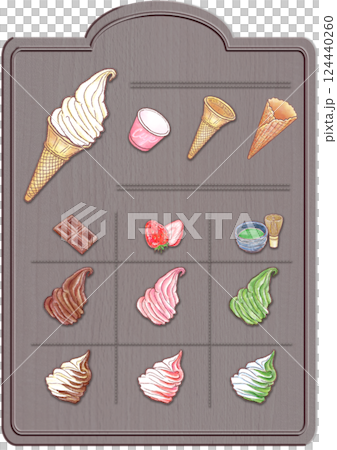 Soft serve ice cream in a cup set Soft serve ice cream in a cup set 124440260