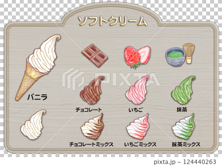 Soft serve ice cream in a cup set Soft serve ice cream in a cup set 124440263