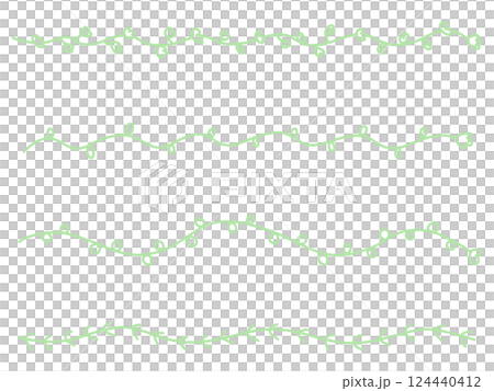 手描きのシンプルな植物の線画セット　草花・ラインフレーム 124440412
