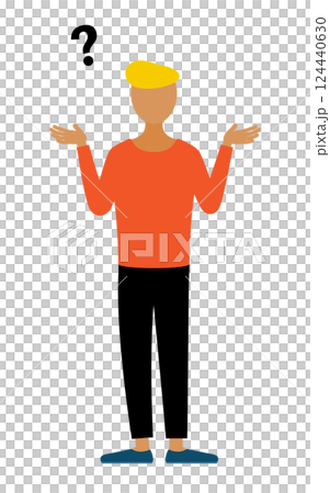 A simple illustration of a man in a red shirt having a question A simple illustration of a man in a red shirt having a question 124440630