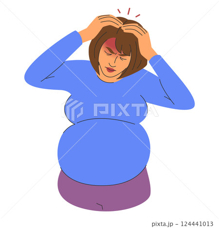 Pregnant woman suffering from headache 124441013