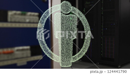 Image of human icon over server room Image of human icon over server room 124441790