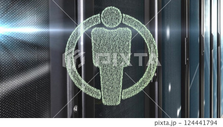Image of human icon over server room Image of human icon over server room 124441794