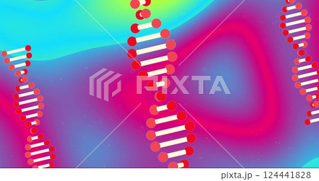 DNA strand image over vibrant, colorful abstract background DNA strand image over vibrant, colorful abstract background 124441828