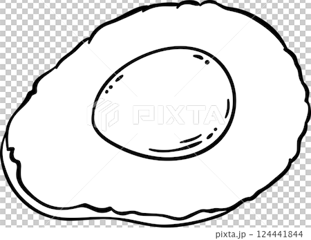 Avocado Fruit with Seed Outline Illustration 124441844