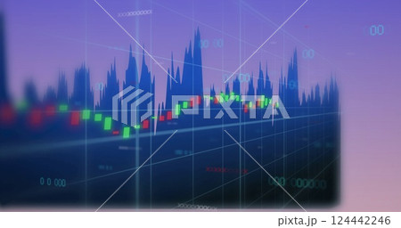 Image of diagrams over data processing on blue background Image of diagrams over data processing on blue background 124442246