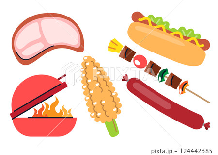 Grill and Barbecue Food Vector Set 124442385