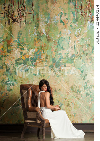 Perfect fashion model woman indoor 124443224