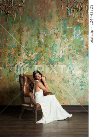 Cheerful fashion model woman indoor 124443225