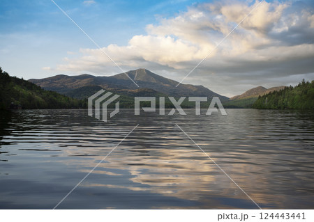 Whiteface Mountain and Lake Placid at sunset 124443441